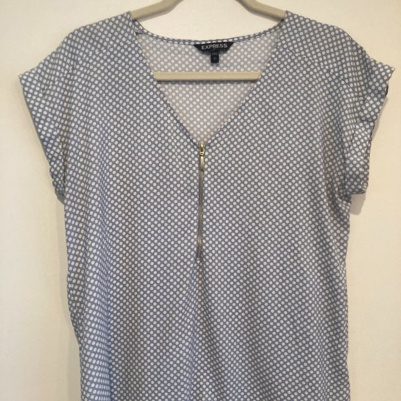 Express Blue and White Polka Dot Blouse - Picture 1 of 4